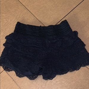 Crocheted Dark Navy Blue Shorts